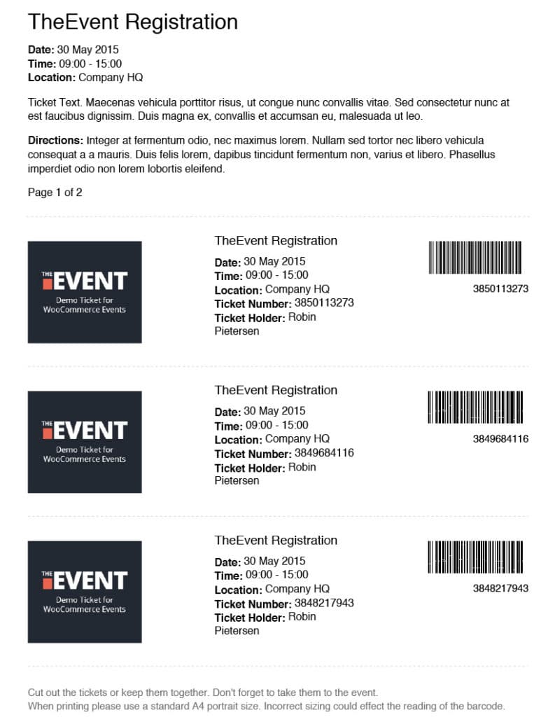 FooEvents PDF Tickets (Licence : Single)