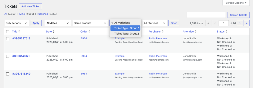 New Status And Variation Filters
