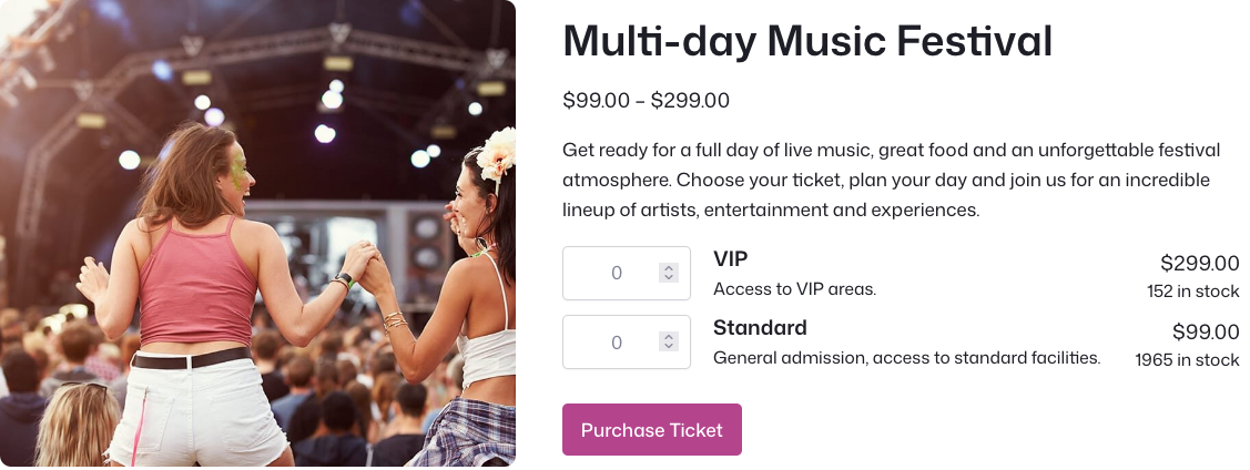 How to Sell Tickets for Live Music Events with WooCommerce 4 festival