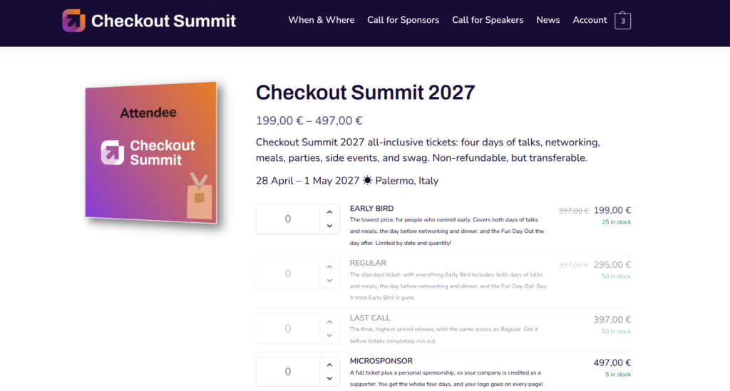 checkout summit ticket page